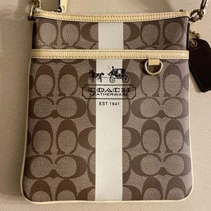 Coach cream and brown crossbody bag.